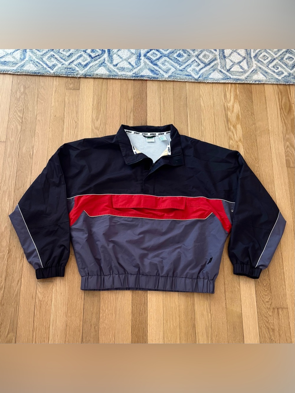 Vintage Prince Tennis Jacket 90s Anorak Mens XL Quarter Zip Windbreaker Pullover